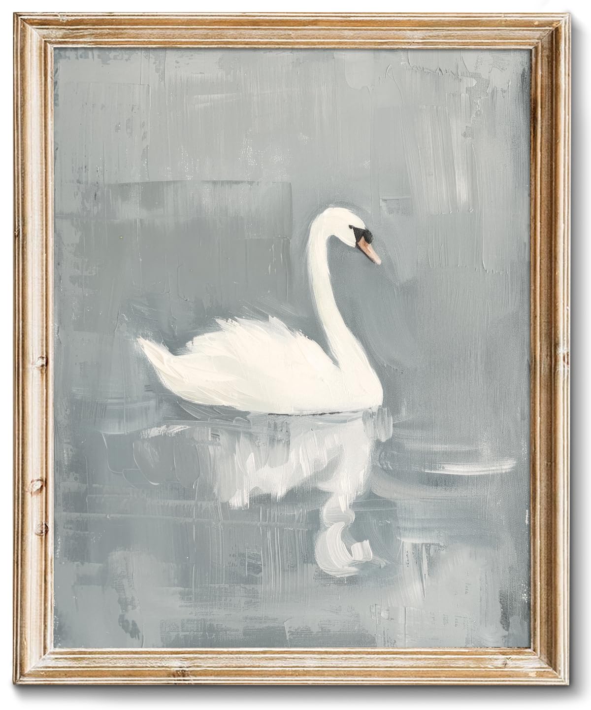 RETRART Vintage Swan Wall Art - Swan Vintage Canvas Art Prints for Wall Decor, Swan Painting white swan, Elegant Animal Oil Pain