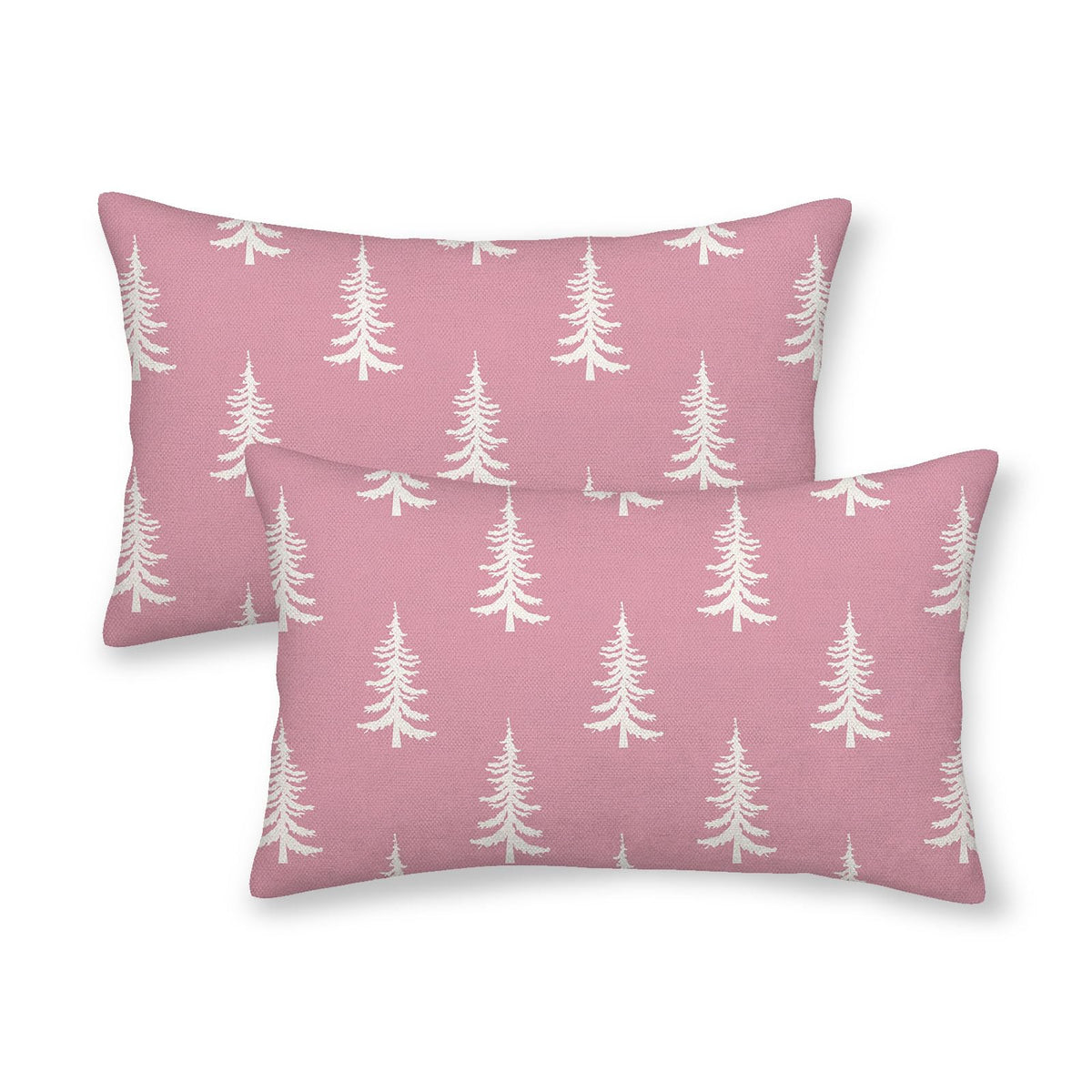 Cxmeifly Christmas Pillow Covers 12X20 Inch Set Of 2 Pink Cream Christmas Tree Decor Throw Pillows Winter Xmas Holiday Outdoor L