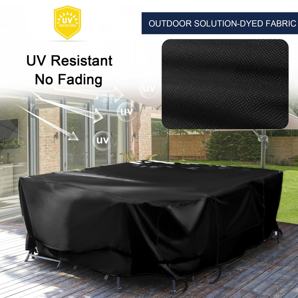 Nettypro Patio Table Cover Rectangular 125 X 84 Inch, Waterproof Outdoor Furniture Set Covers For Dining Table And Chair Rectang
