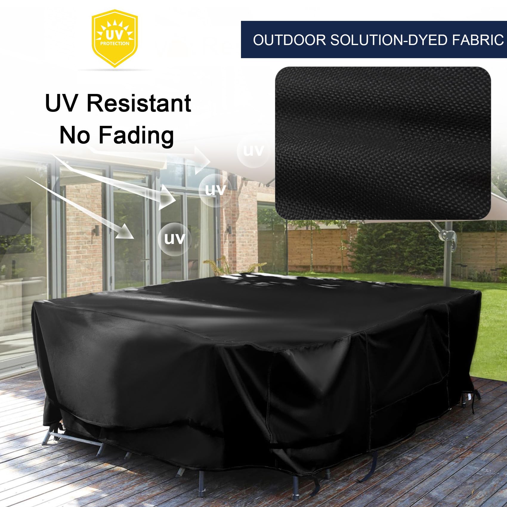 Nettypro Patio Table Cover Square 54 X 54 Inch, Waterproof Outdoor Furniture Dining Set Covers For Table And Chair, Black