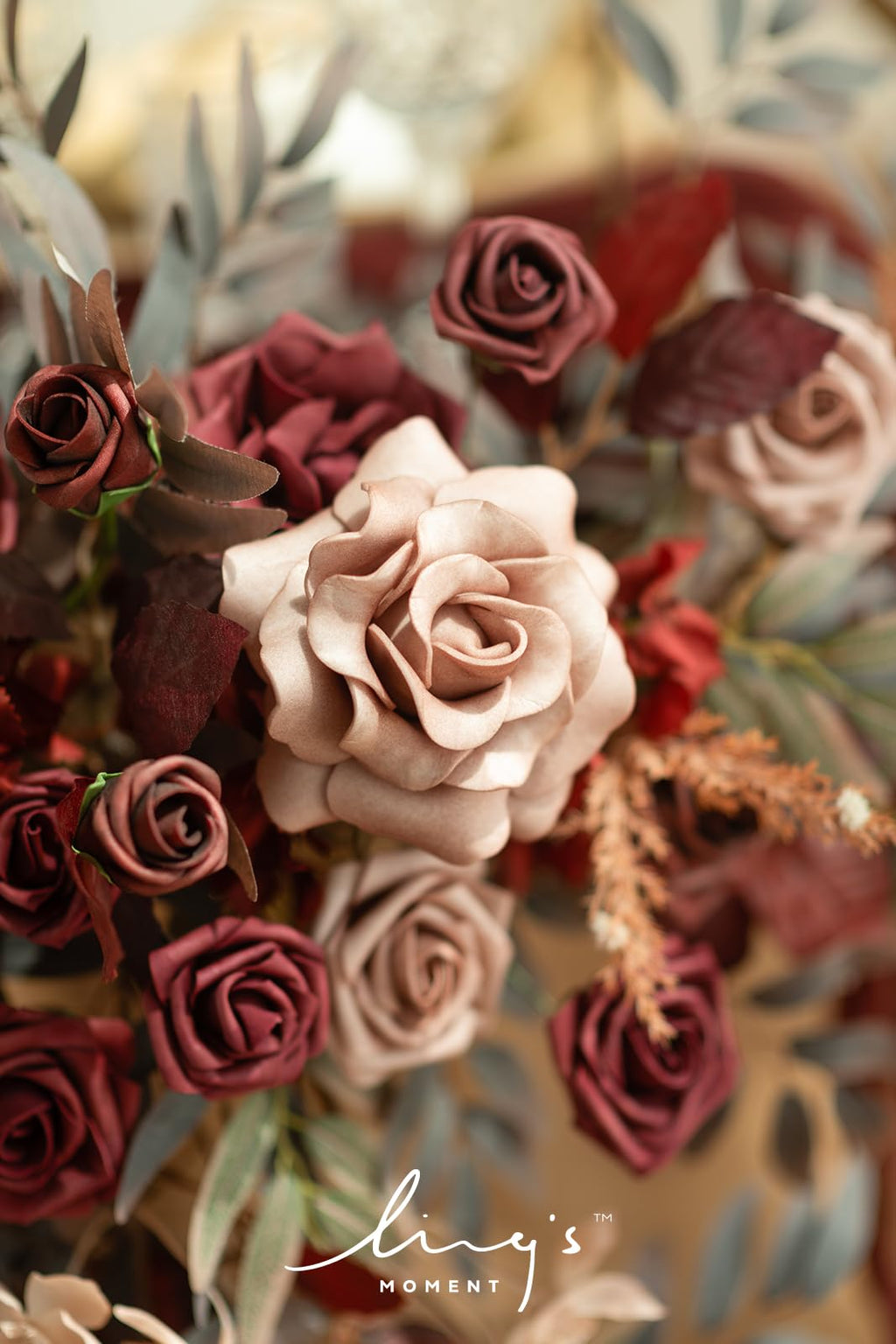 Ling'S Moment 2Pcs Artificial Floral Swags Centerpieces Burgundy Wedding Flower Greenery Arrangements For Sweetheart/Head Table
