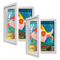 2 Pack Kids Art Frames, Kids Artwork Frames Changeable 8 x10.5 with Mat and 9 x12 Without Mat, White Front Opening Children Pict