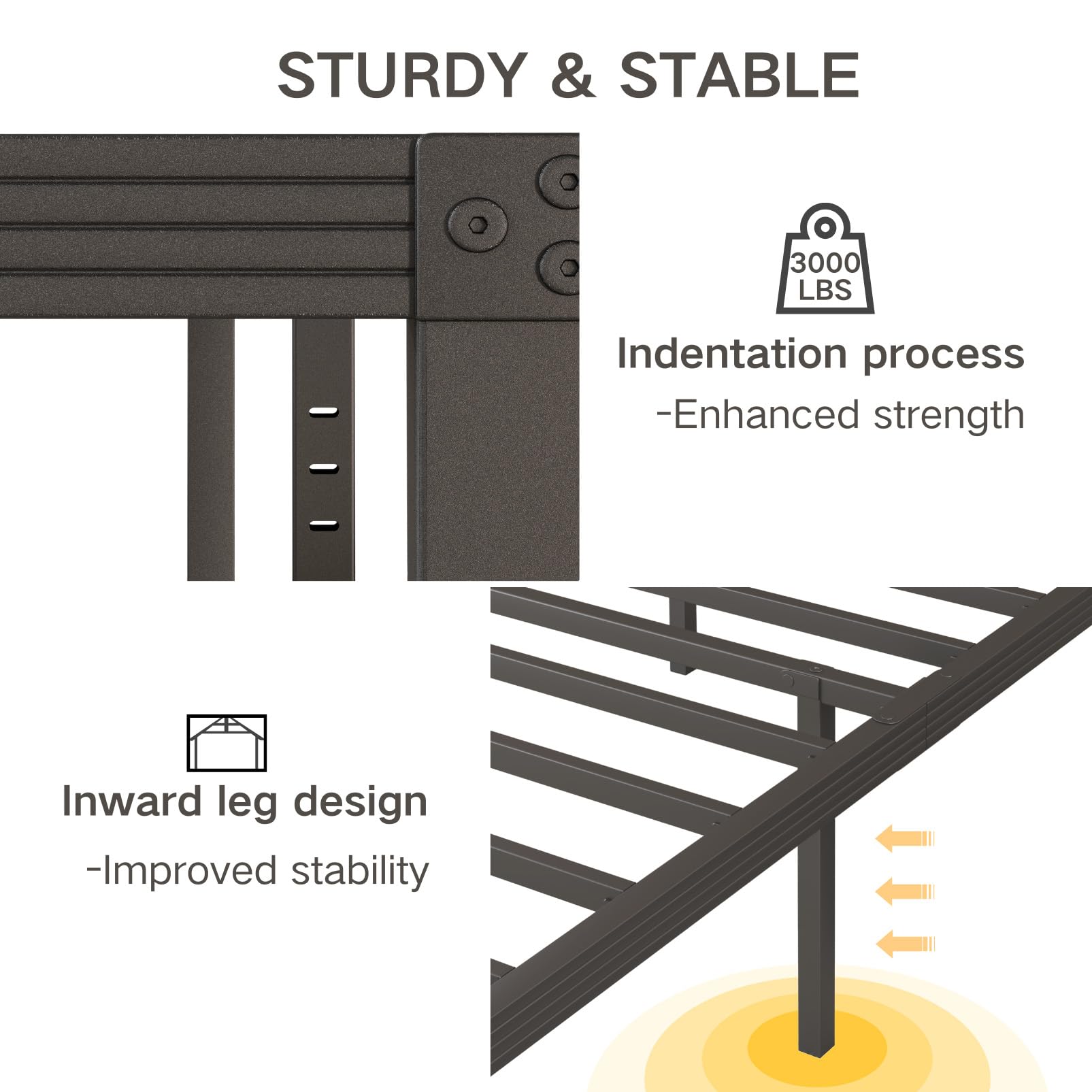 Comasach Twin Size Bed Frame 12' High Heavy Duty Platform Bed Frame,Sturdy Steel Frame,No Box Spring Needed,Noise-Free,Easy Assembly