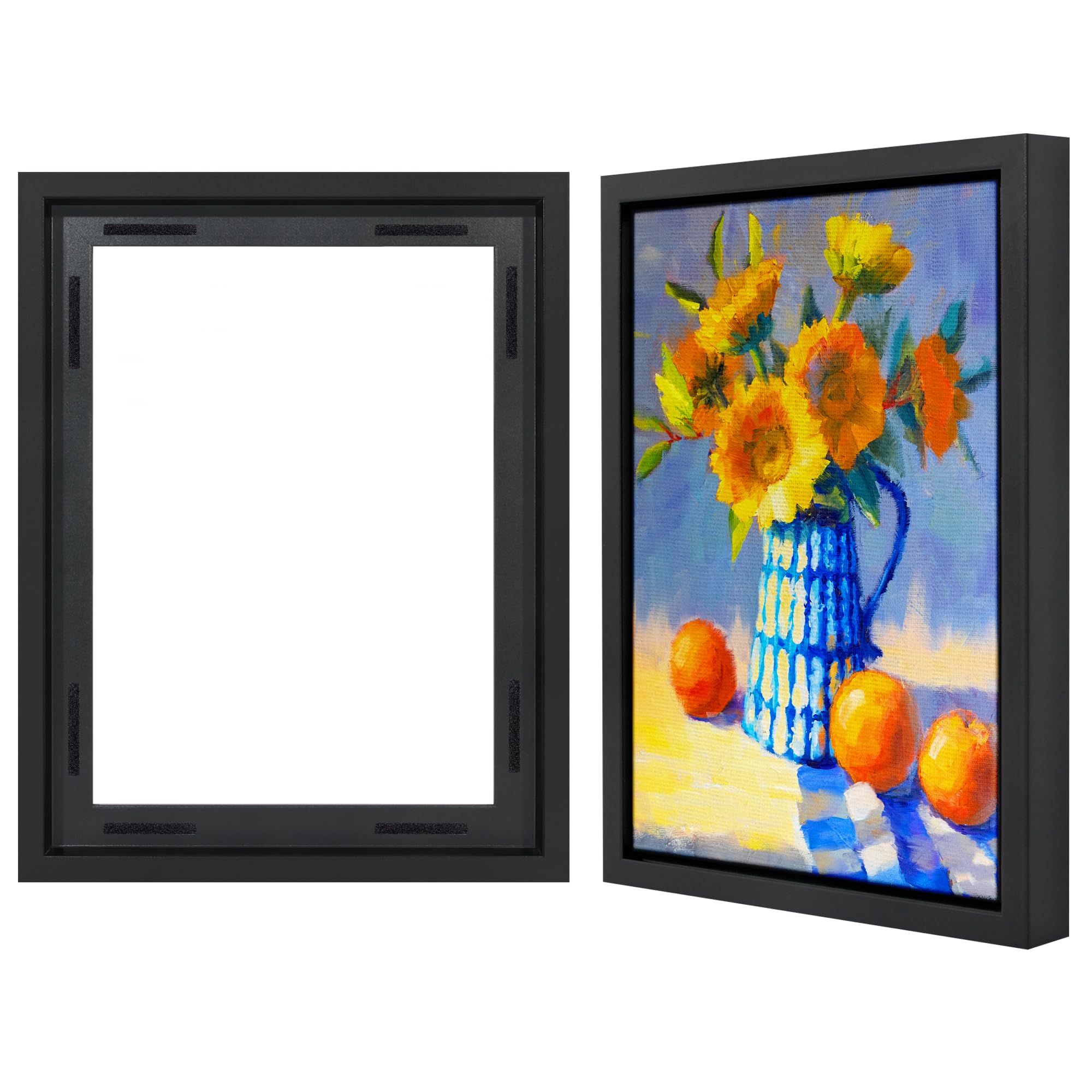 Americanflat 12x16 Canvas Floating Frame with Adhesive Strips Included - Vertical and Horizontal Floating Frame for Artwork - Ca