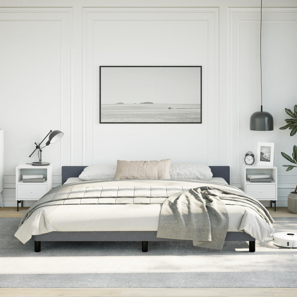 vidaXL Velvet Bed Frame Platform Bed, Scandinavian Style/Slats Support/No Box Spring Needed/Without Mattress/Easy Assembly, Dark Grey King Bed