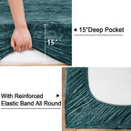 Phf Truly Velvet Fitted Sheet Only Full Size, Luxury Super Soft Cozy Comfy Flannel Bottom Sheet With 15' Deep Pocket, Suitable For Fall Winter And Spring, No Pillowcases, Teal