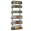 X-cosrack 6-Tier Wall-Mounted Spice Rack Organizer with Mixed Basket Sizes, Height-Adjustable Hanging Spice Shelf for Kitchen Pa