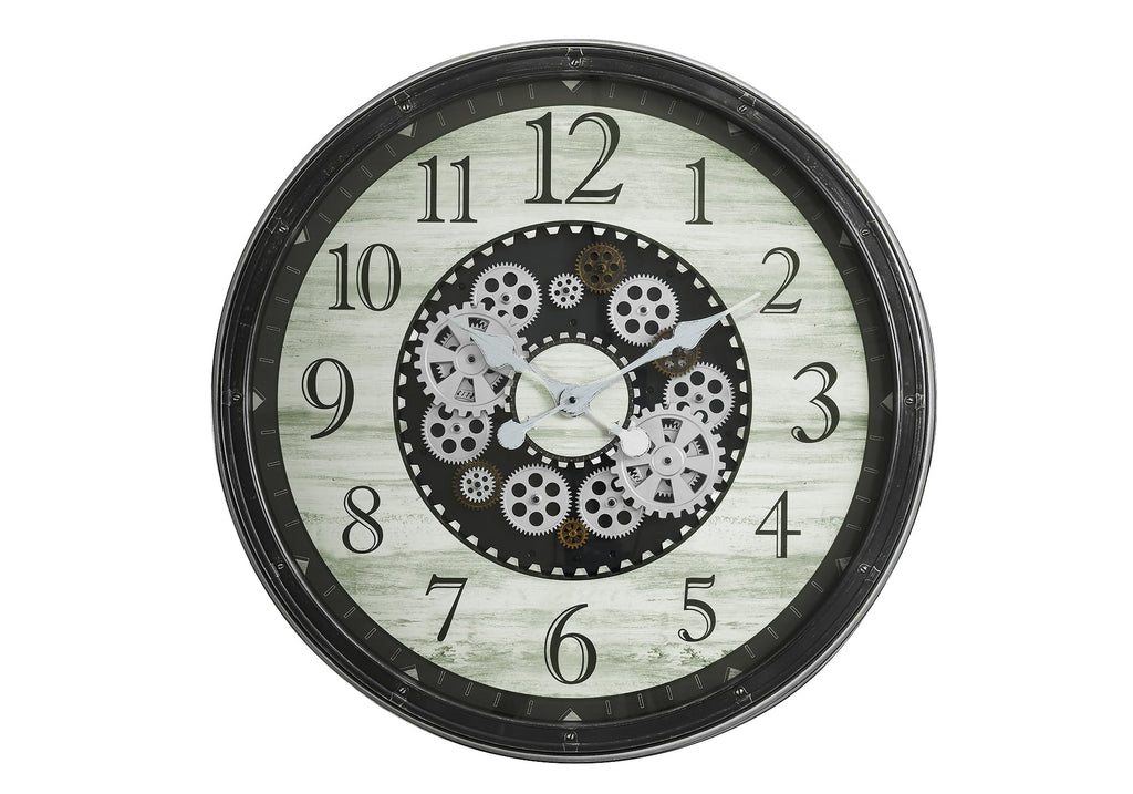 Monarch Specialties I 9030 Clocks, 30' Round, Gear Mechanism, Large Oversized, Wall Clock, Brown, Transitional