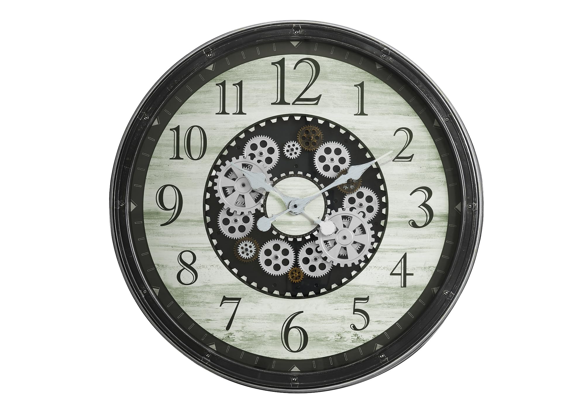 Monarch Specialties I 9030 Clocks, 30' Round, Gear Mechanism, Large Oversized, Wall Clock, Brown, Transitional