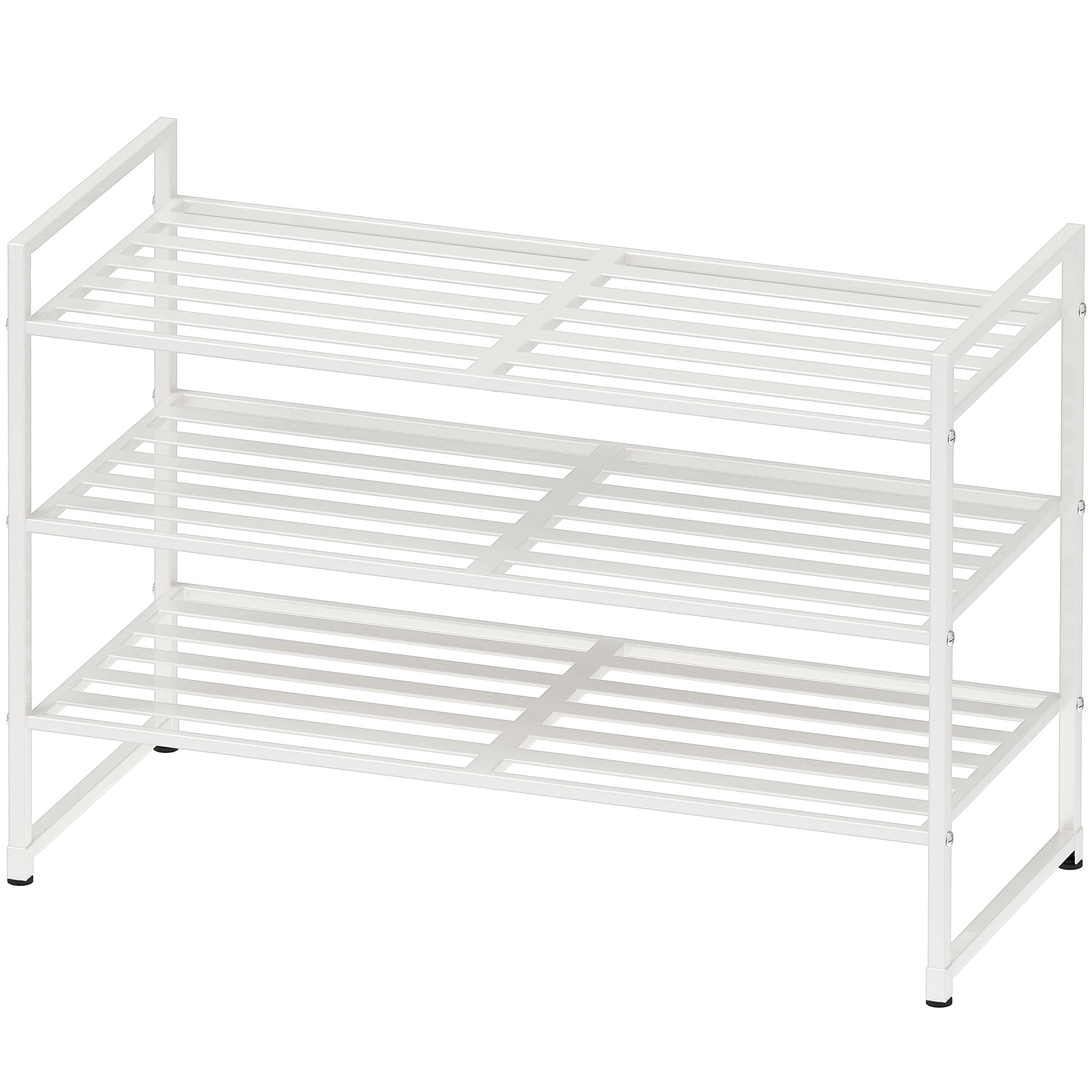 Simple Houseware 3-Tier Stackable Shoe Rack Organizer Shelf, White