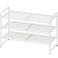 Simple Houseware 3-Tier Stackable Shoe Rack Organizer Shelf, White
