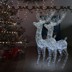 Vidaxl Reindeer Christmas Decoration 2 Pcs, Pre-Lit Christmas Lighting With 250 Leds, Xmas Decoration For Indoor Outdoor, Holiday Ornament, Cold White