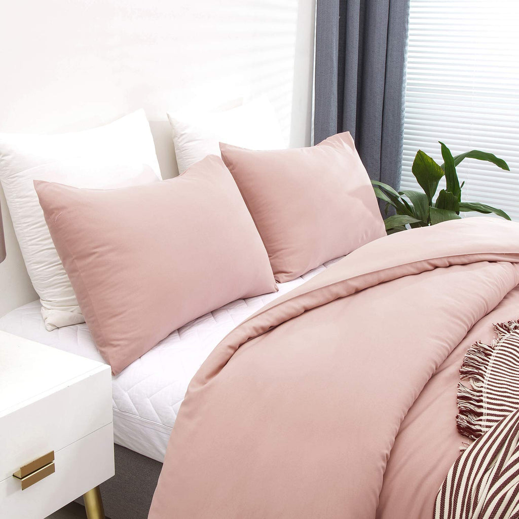Clothknow Pink Queen Comforter Set 3Pcs Dusty Rose Bedding Comforter Sets Blush Queen Comforter Women Girls Comforter Muave Quee