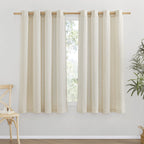 Nicetown Natural Linen Curtains Flax Texture For Bedroom, Rustic Grommet Top Linen Blend Semi Sheer Privacy Added Window Treatments Light Filtering For Living Room, 55' W X 63' L, Set Of 2
