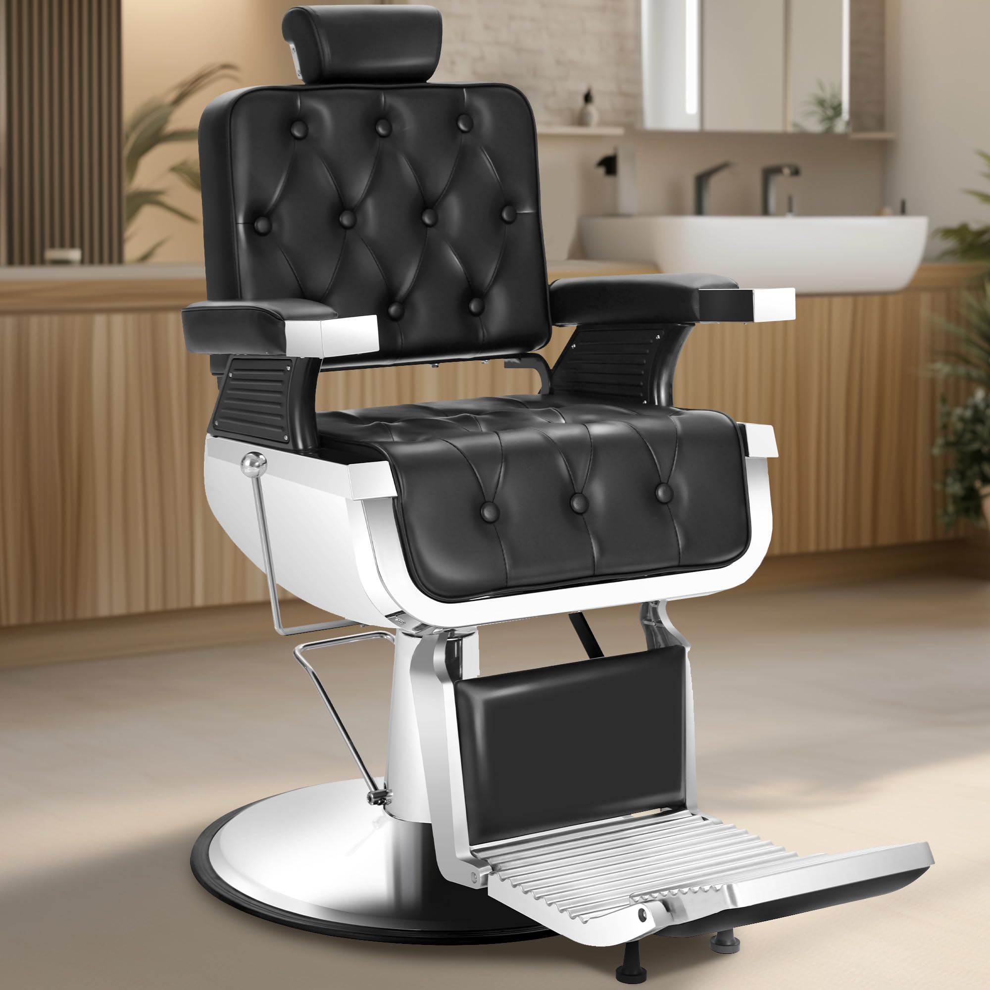 Heavy Duty Barber Chairs for Barbershop, Vintage Reclining Barbershop Chair, 360 Swivel Professional All Purpose Salon Hair Styl