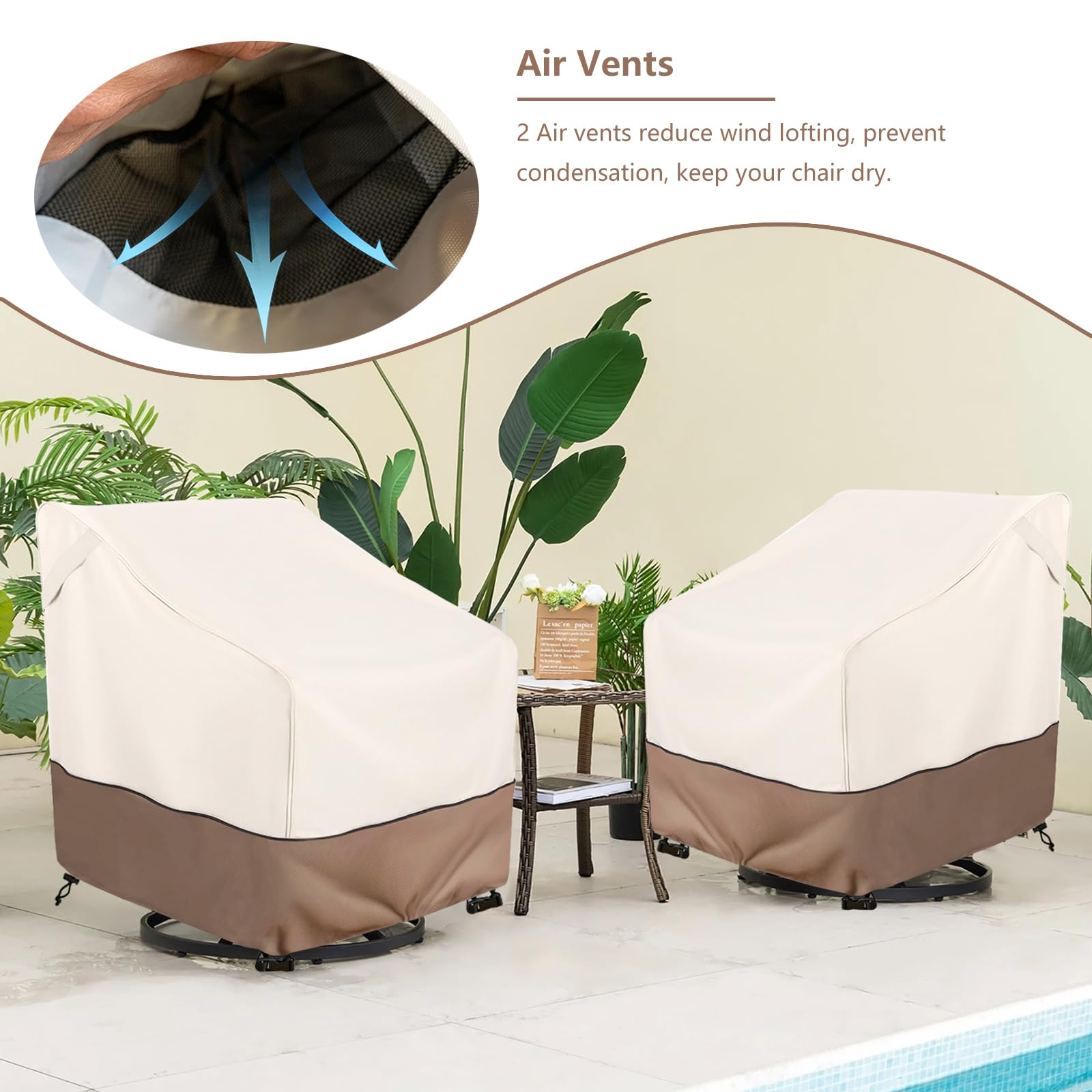 Okcool Outdoor Swivel Chair Cover 2 Pack,Outdoor Furniture Patio Chair Covers Waterproof Clearance,(33'' W X 35'' D X 38.5'' H)