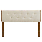 Modway Mod-6233-Wal-Bei Collins Tufted Full Fabric And Wood Headboard, Walnut Beige