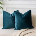Juspurbet Solid Peacock Blue Velvet Throw Pillow Covers 16X16,Pack Of 2 Decorative Soft Cushion Cases For Couch Sofa Bed