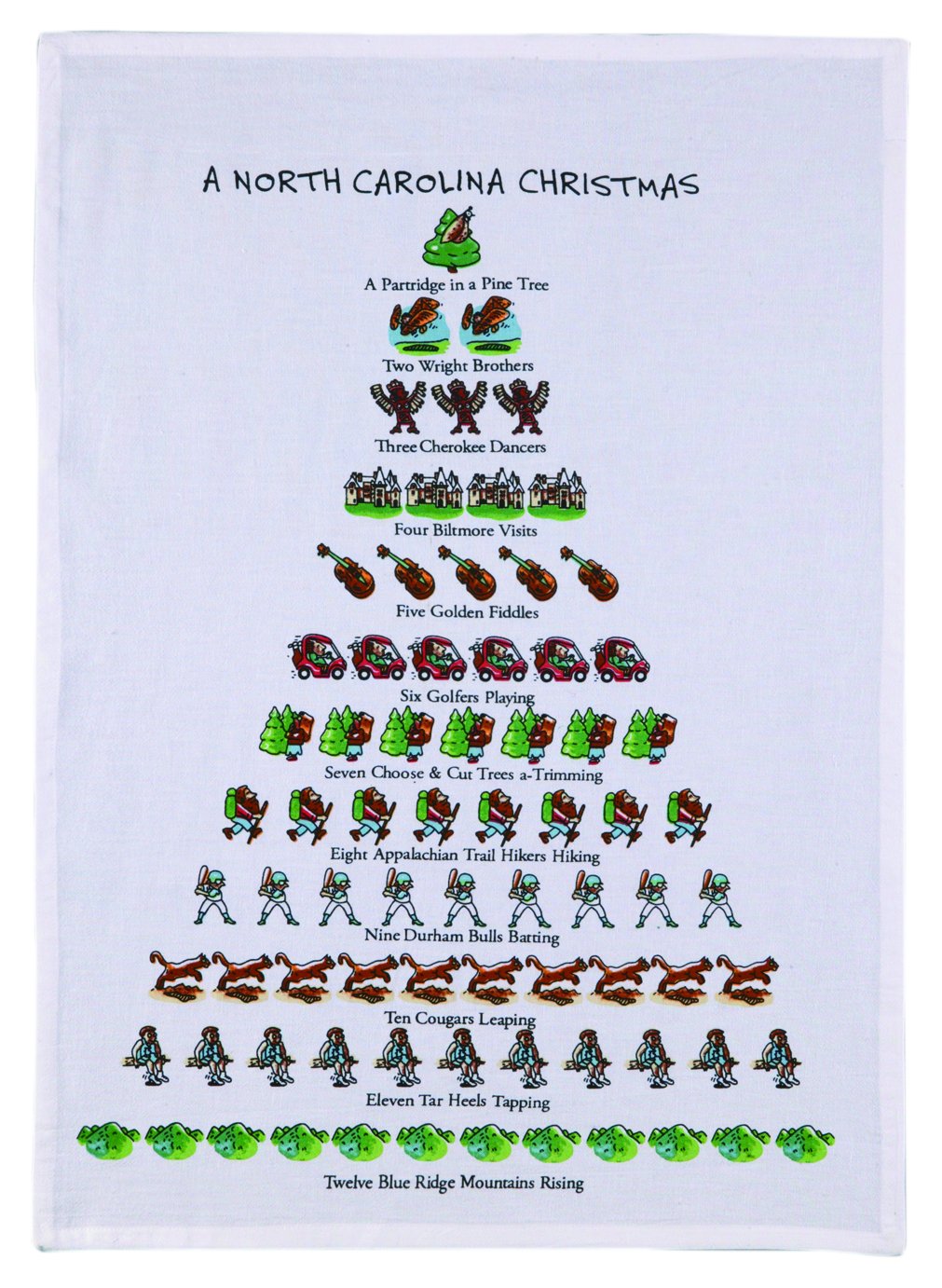 Mistletoe & Co. A North Carolina Christmas 100% Cotton Kitchen Towel, 18 x 26