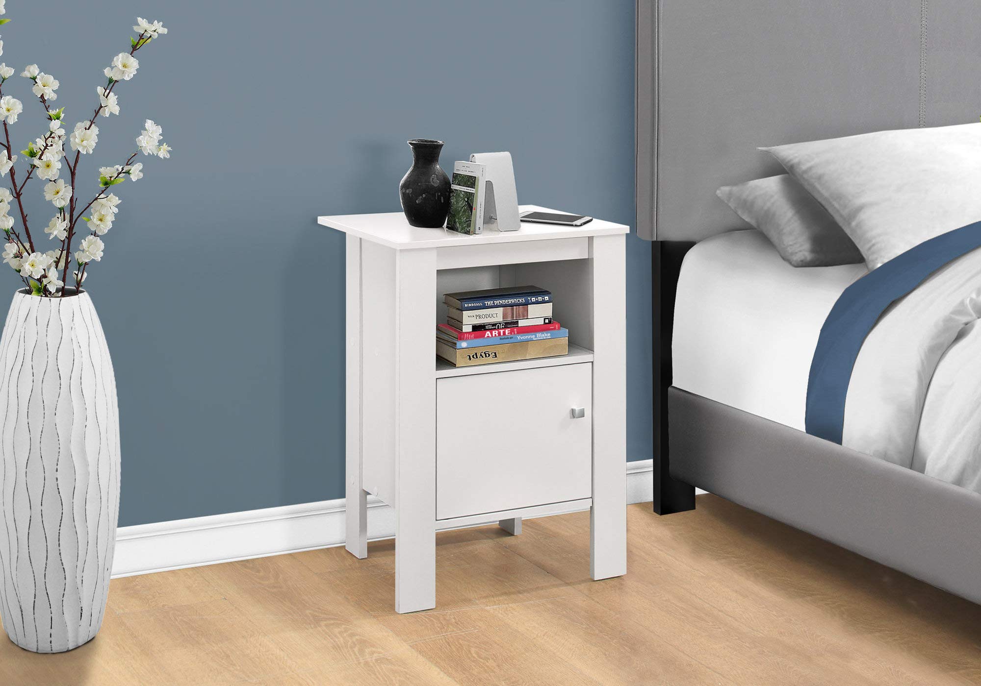 HomeRoots Particle Board, Laminate 14&quot; x 17.25&quot; x 24.25&quot; White Particle Board Storage Accent Table