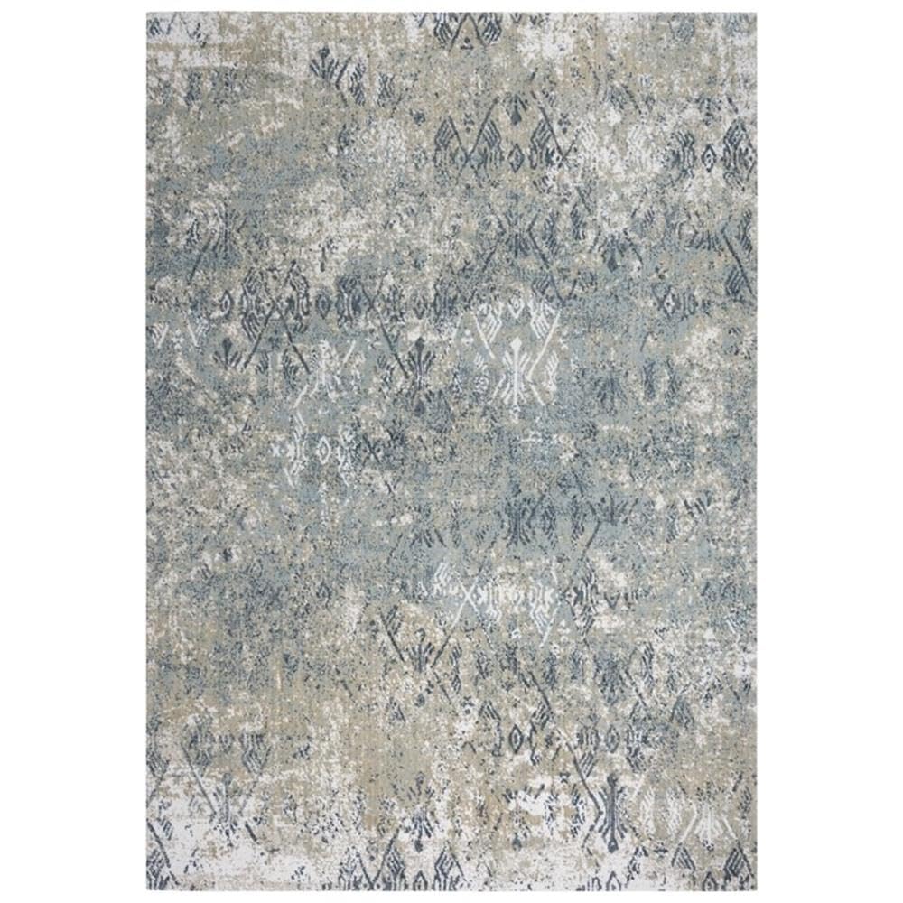 Elect 8' X 10' Abstract Ivory/Blue/ Gray/ White Power-Loomed/Hybrid Area Rug