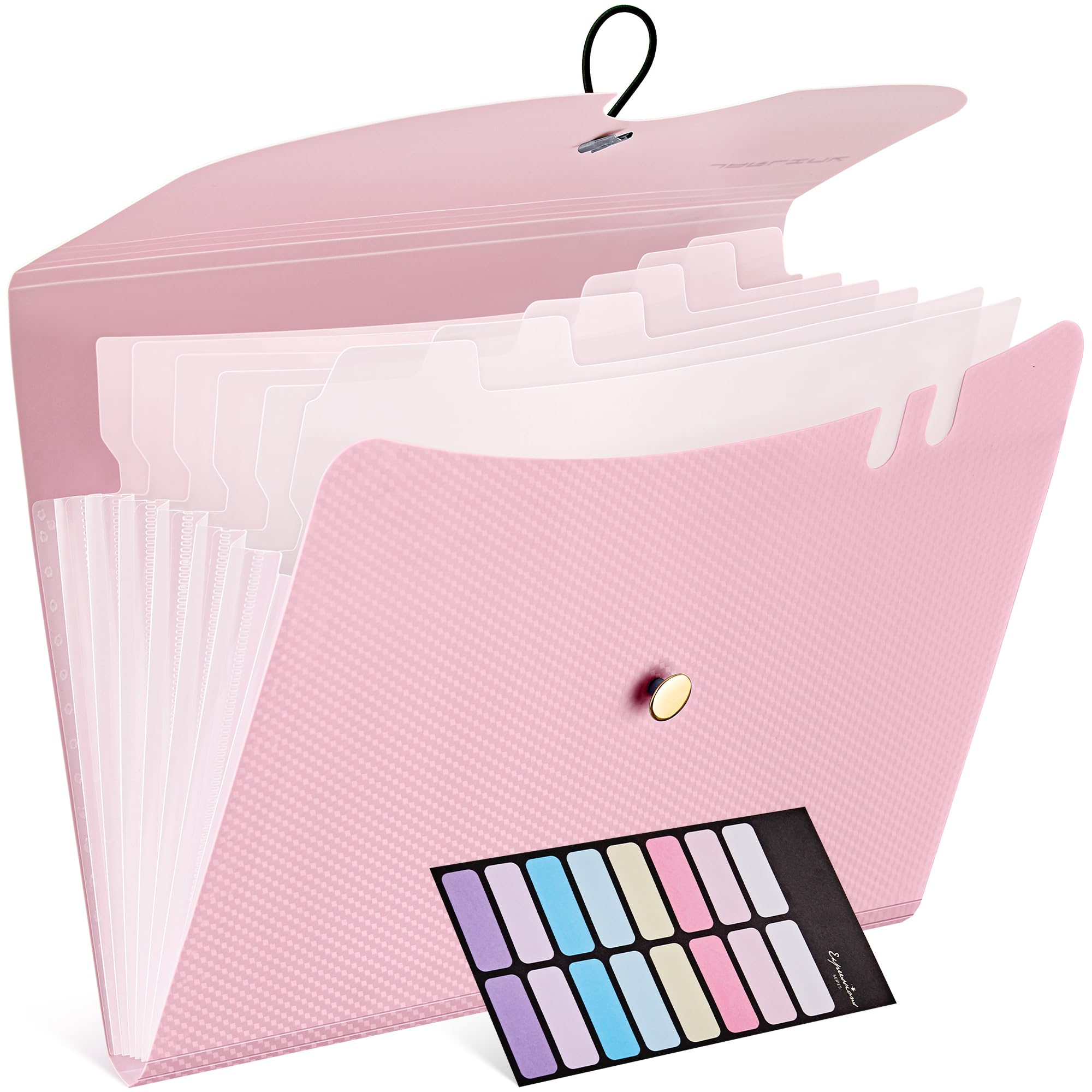 Jarlink 7 Pockets Expanding File Folder, A4 Size Accordion File Folders With 12 Labels, Cute Paper Organizer, Portable Document