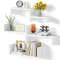 Sriwatana Floating Shelves For Bathroom, Bedroom, Living Room, Kitchen, Office - Wood Wall Shelves Set Of 5 (Washed White)