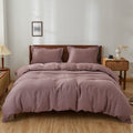 Simple&Opulence 100% Linen Duvet Cover Set, Pure Natural French Flax Purple Duvet Cover Twin Size, Breathable Soft Comfy Linen B