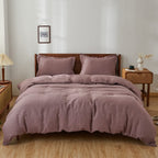 Simple&Opulence 100% Linen Duvet Cover Set, Pure Natural French Flax Purple Duvet Cover Twin Size, Breathable Soft Comfy Linen B