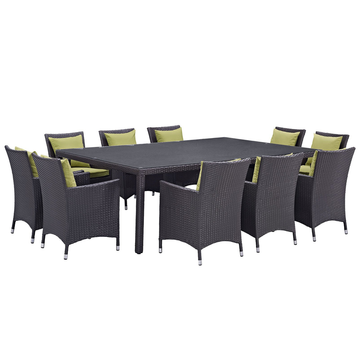 Modway Convene Collection 11-Piece Outdoor Patio Dining Set In Espresso Peridot