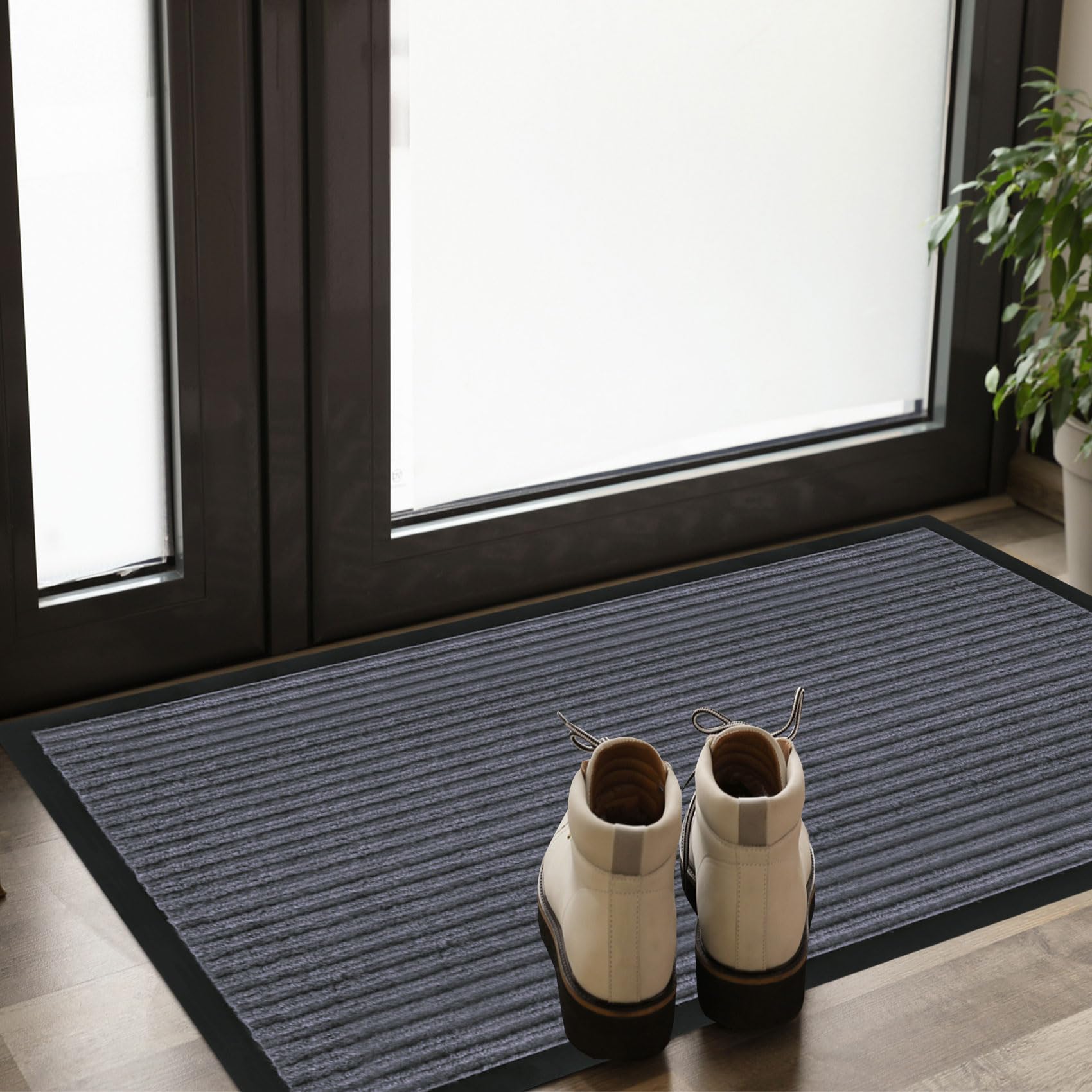Neiza Front Door Mat, Heavy Duty Outdoor Indoor Doormat, Easy Clean,Low Profile, Non Slip Rubber Door Mats For High Traffic Area