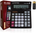 Empire Desk Calculator With Large Key Buttons, 12 Digits, Large Eye-Angled Display, Solar And Battery Powered For Home And Offic