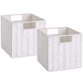 Vagusicc Wicker Storage Basket, Set of 2 Woven Storage Baskets, Foldable Cube Storage Bins, 11 Inch Square Wicker Storage Basket