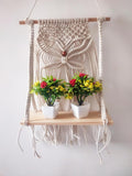 Ganvia Macrame Wall Hanging Decor With Shelf Boho Home DCor For Living Room, Bedroom & Room Decoration, Handmade Hanging Wall Sh