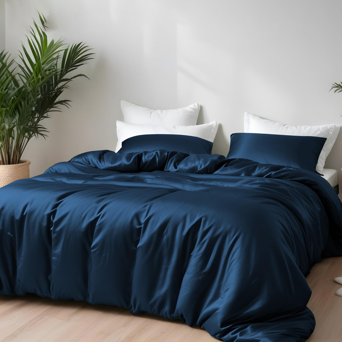 Linenwalas Cooling Duvet Cover 3 Piece Set, Genuine 100% Organic Viscose Derived From Bamboo, Soft And Lightweight, 1 Zipper Clo