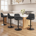 MALOL Bar Stools Set of 4, Swivel Bar Chairs, Modern Adjustable PU Leather Upholstered Barstools Counter Height with Tufted Back