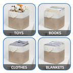 Temary Cube Storage Baskets 4 Pack 13X13 Fabric Cube Storage Bins For Clothes, Large Baskets Boxes With Handles, Canvas Basket F