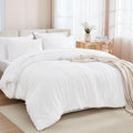 Andency California King Size Comforter Set With Sheets White - 7 Pieces Bed In A Bag Cal King Boho Tufted Lightweight Beddding S