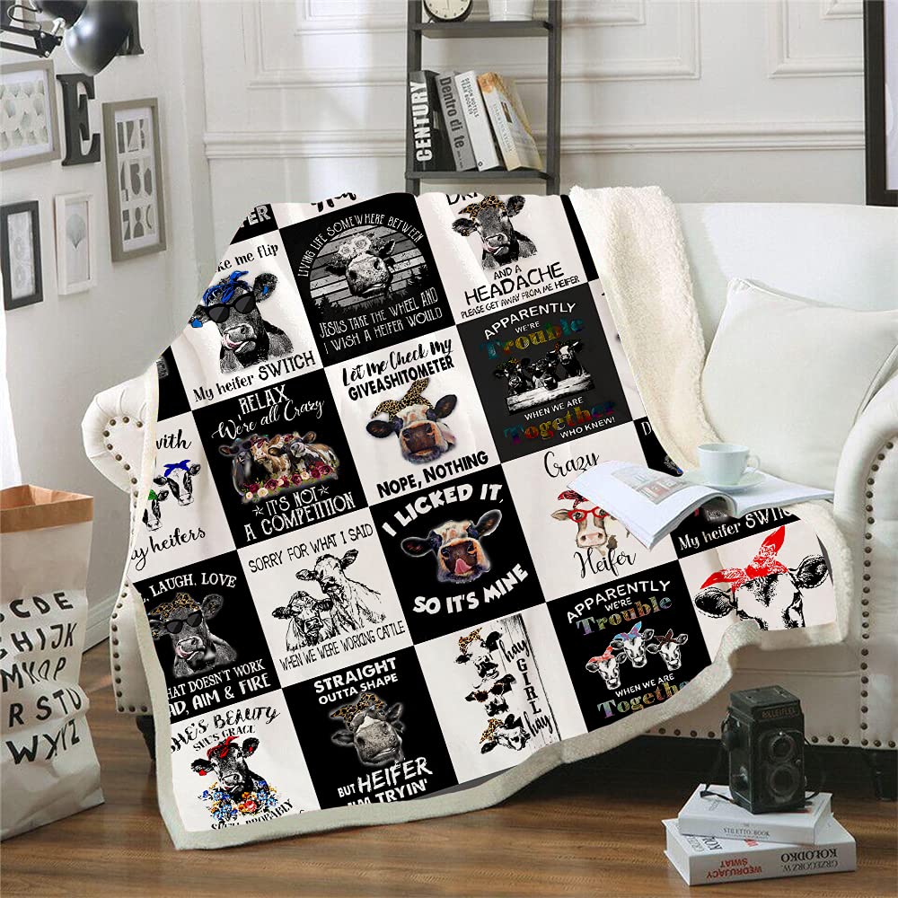 Cow Print Blanket Cow Decor Bedding Throw Blanket For Girl Women Valentine'S Birthday Gifts,Funny Farmhouse Animal Fall Winter W