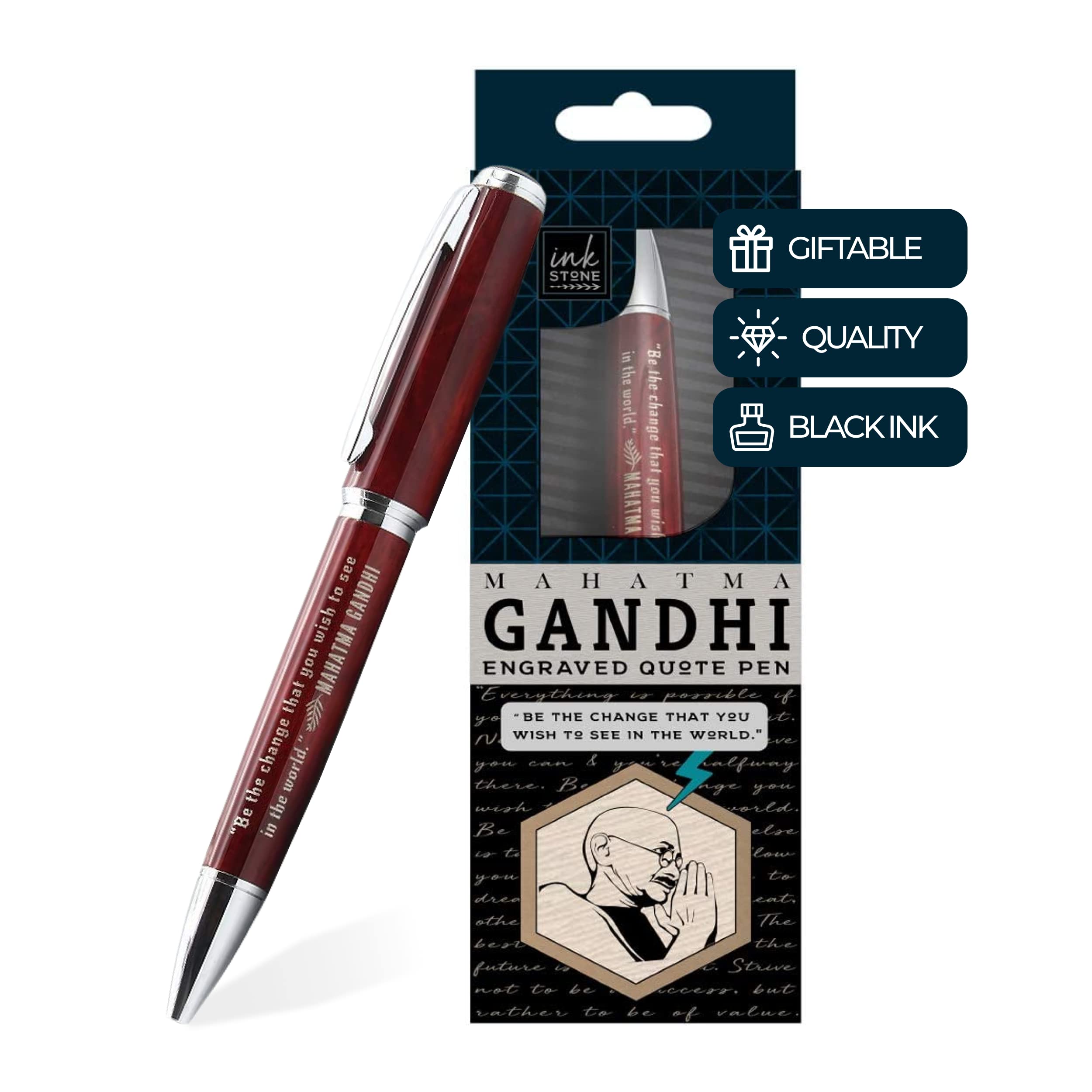 Mahatma Gandhi Inspirational Quote Pen - Be The Change That You Wish To See In The World. - Office Business Quote Gifts For Crea