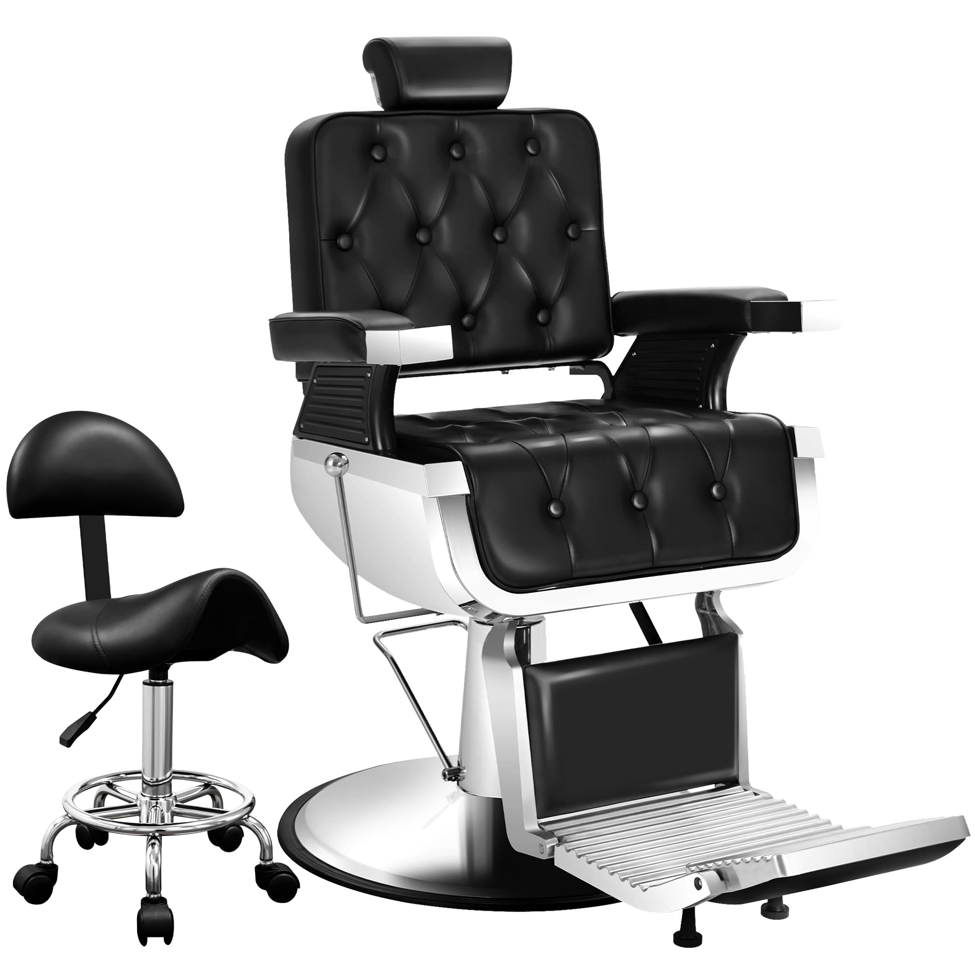 Hicomony Barber Chairs for Barbershop, Professional Hydraulic Salon Chair for Hair Stylist, All Purpose Heavy Duty Vintage Recli