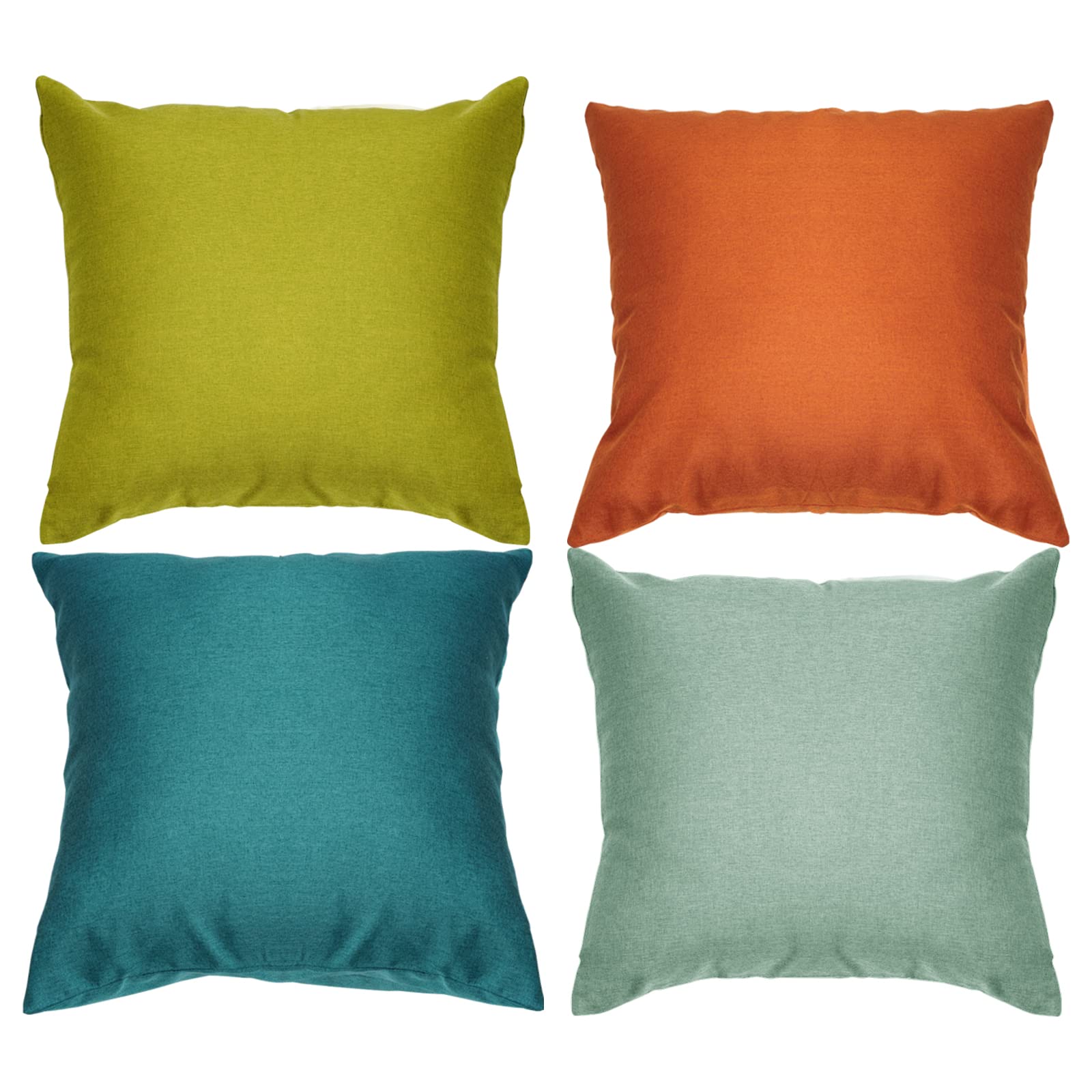 Yeabwps Pack Of 4 Decorative Outdoor Waterproof Throw Pillow Covers Only Square Garden Cushion Cases For Patio, Couch, Tent And