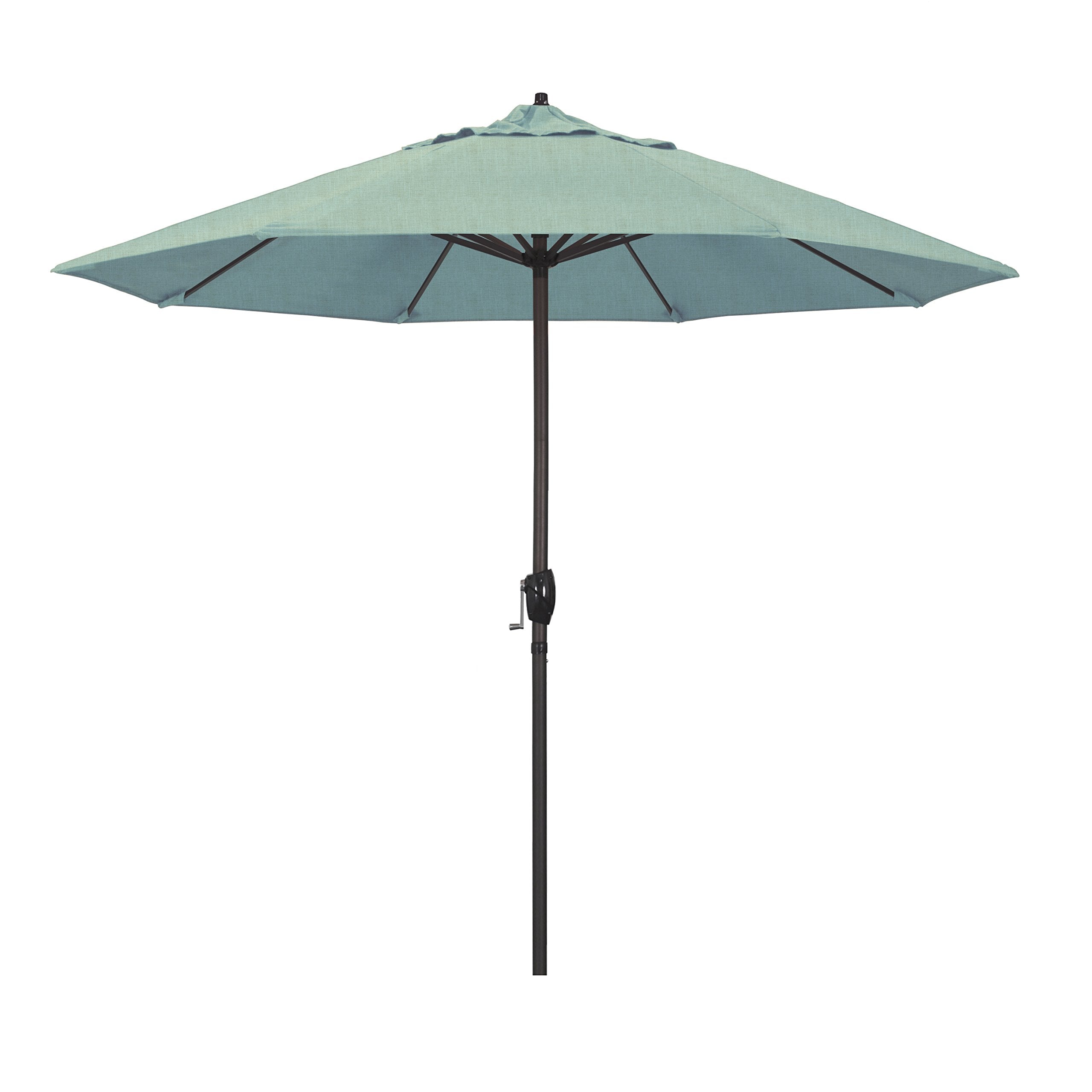 California Umbrella 9' Rd Sunbrella Aluminum Patio Umbrella, Crank Lift, Auto Tilt, Bronze Pole, Spa