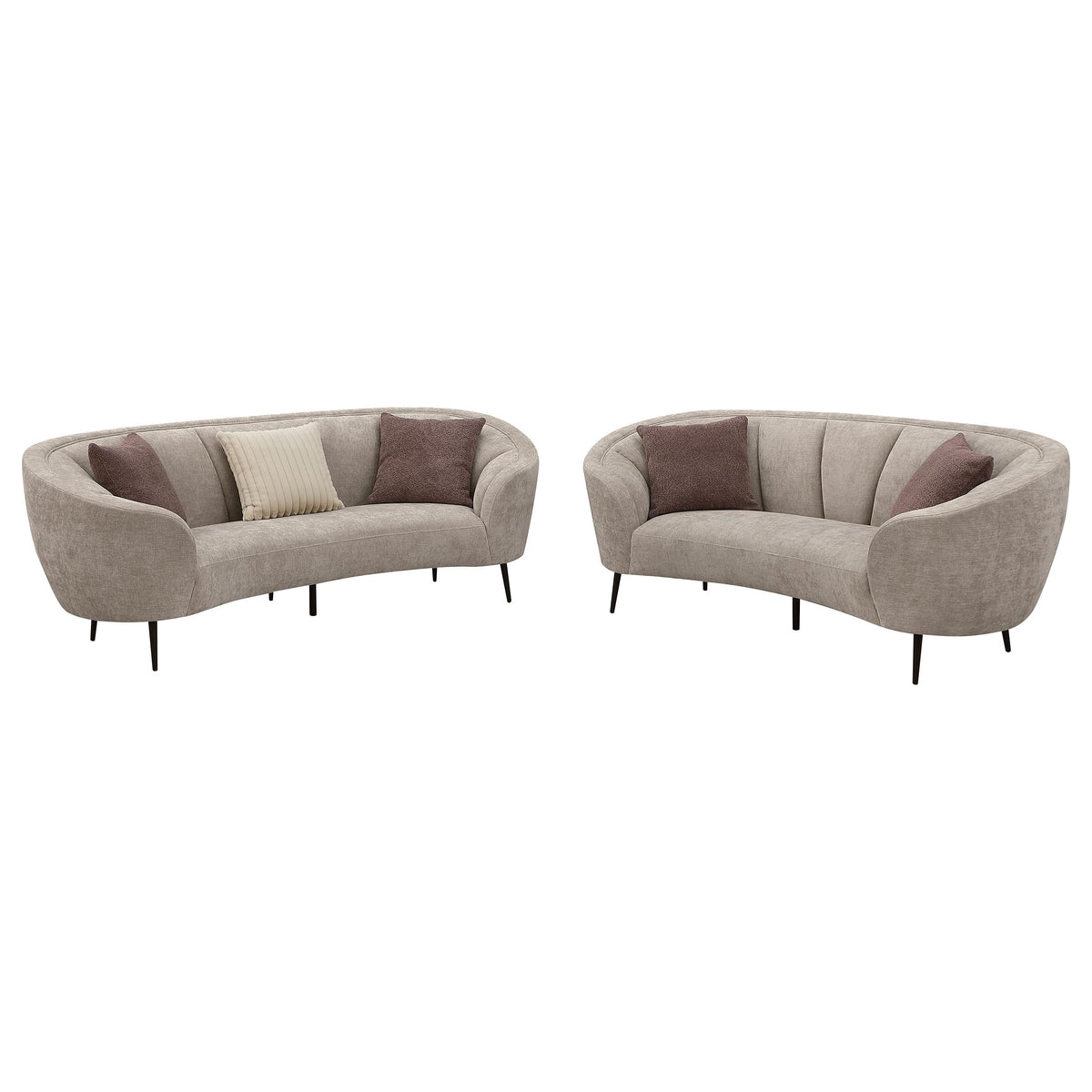 Coaster Home Furnishings Ellorie 2-Piece Upholstered Curved Sofa Set Beige