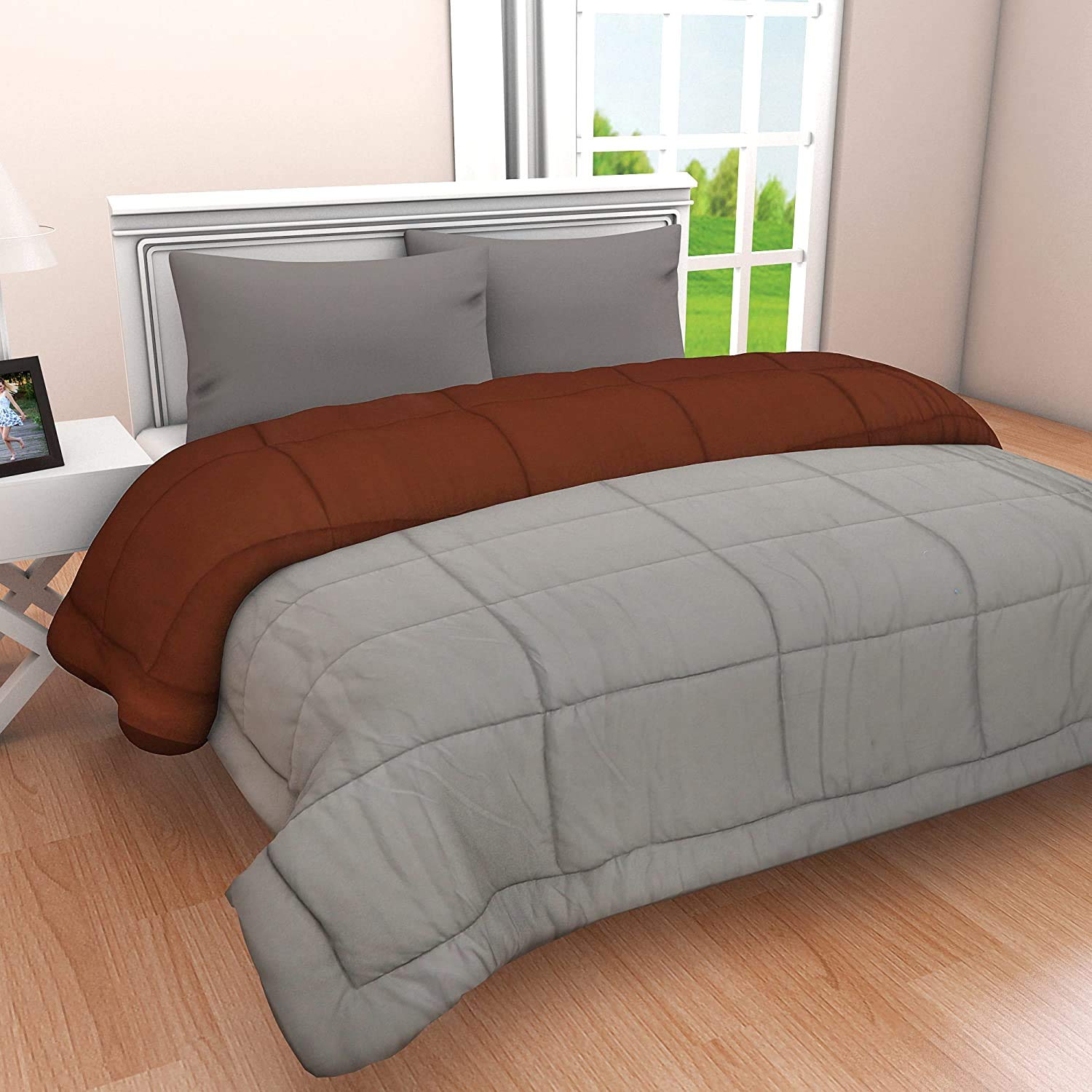 Svt Microfiber 200Tc Comforter (Single_Grey & Coffee)