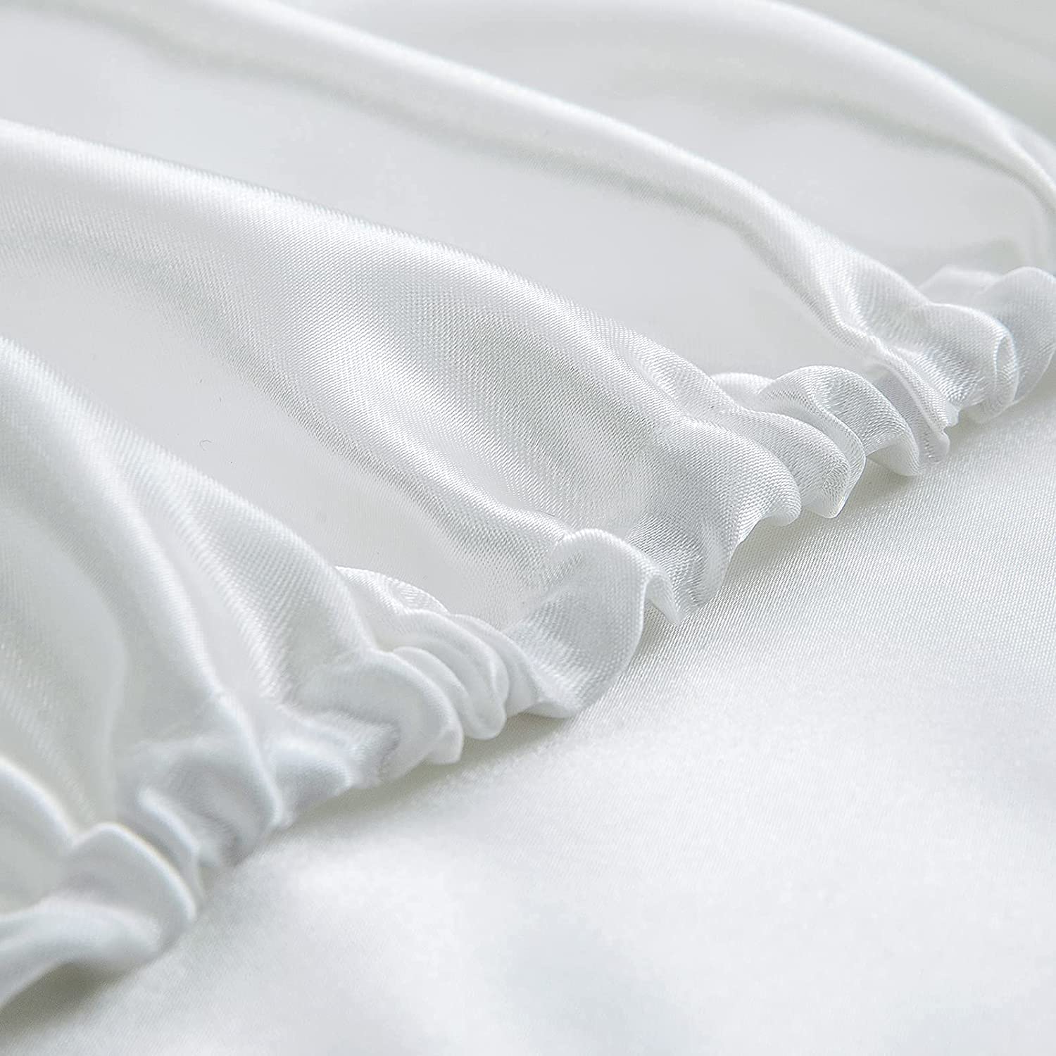 Homiest White Satin Fitted Sheet Twin Xl Size Fitted Bed Sheet, Deep Pocket Fitted Sheet Only, Luxury & Ultra Soft Bedding Fitted Sheet Single Bottom Bed Sheets Sold Separately