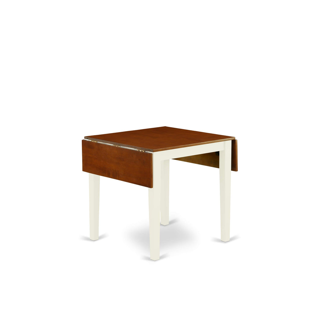 East West Furniture Ndpl5-Whi-W 5 Piece Dining Room Table Set Includes A Rectangle Kitchen Table With Dropleaf And 4 Dining Chairs, 30X48 Inch, Buttermilk & Cherry
