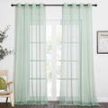 Nicetown Sage Green Sheer 120 Inch Long Curtains Voile Textured, Grommet Soft Voile Sheer Window Treatments Lightweight & Airy D