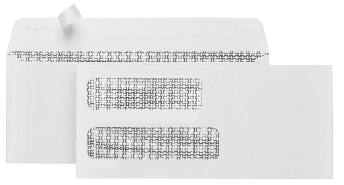500 No. 10 Self Seal Double Window Security Envelopes - Perfect Size For Multiple Business Statements, Quickbooks Invoices, Chec