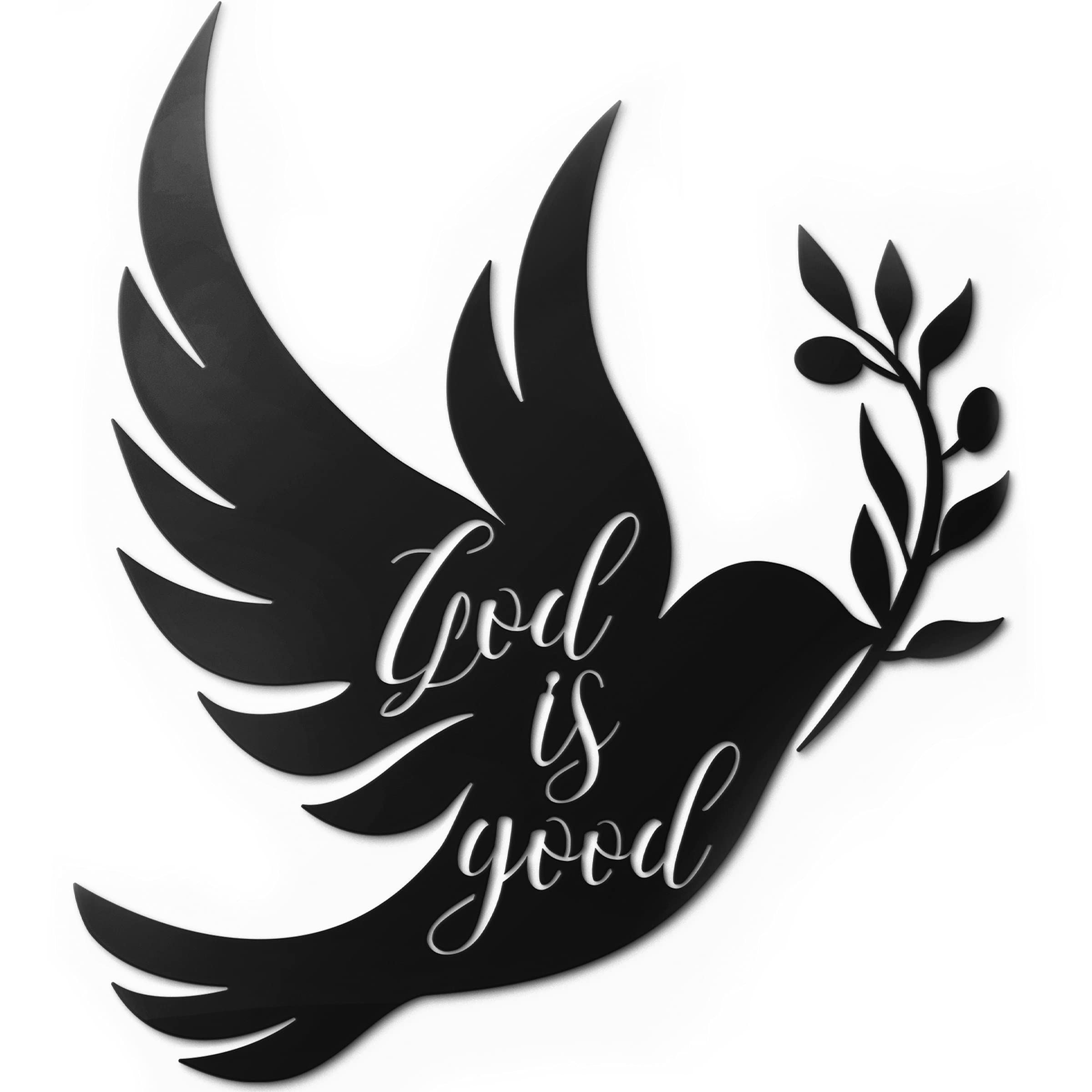 Vivegate Dove of Peace Olive Branch Metal Wall Art - Olive Branches Peace Black Outline White Dove Metal Wall Decor (Large - 15X